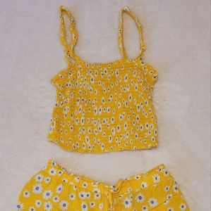 Yellow 2 piece summer skirt set